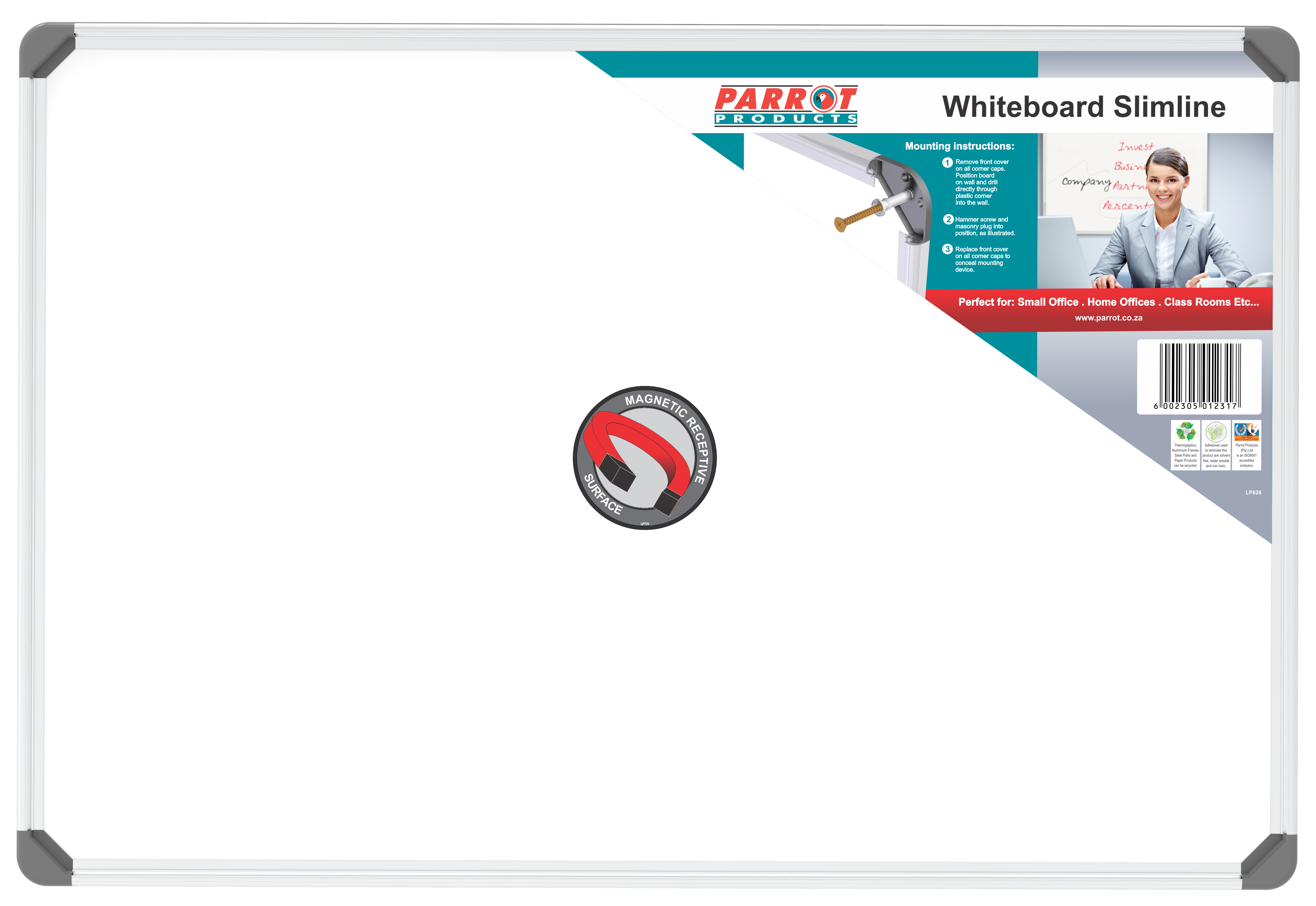 WHITEBOARD SLIMLINE MAGNETIC 900*600MM